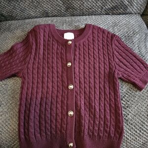 H&M Burgundy Cable Knit Cardigan